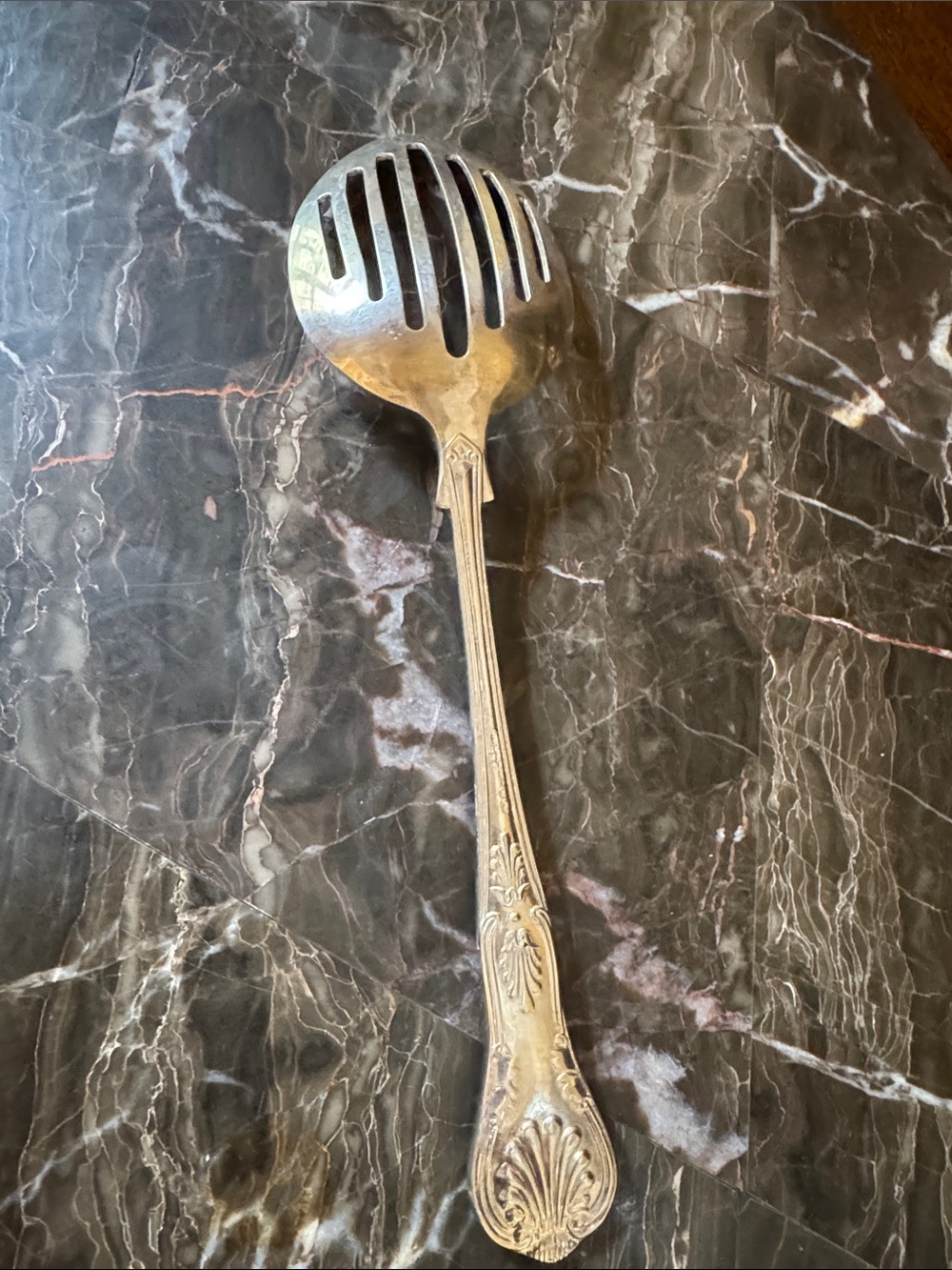 Vintage 1930s EPNSSilverplated Slotted Serving Spoon - Classic Decorative Handle